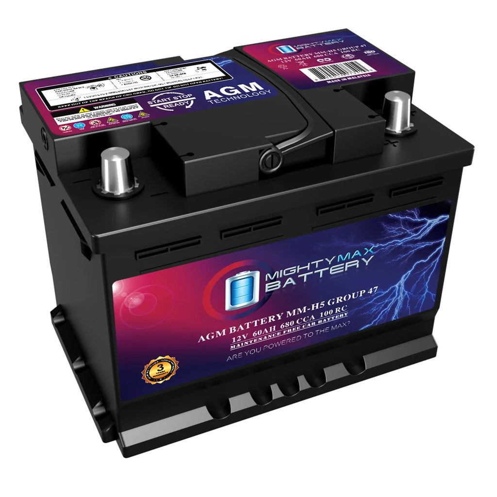 Batería de reemplazo MM-H5 Grupo 47 12V 60AH 100RC 680CCA compatible con baterías de automóviles.