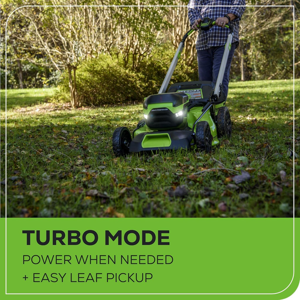 2025 Cortadora de Césped Inalámbrica Greenworks 60V 21” (Auto-Propulsada), 2 Baterías de 4.0Ah y Cargador Rápido Dual