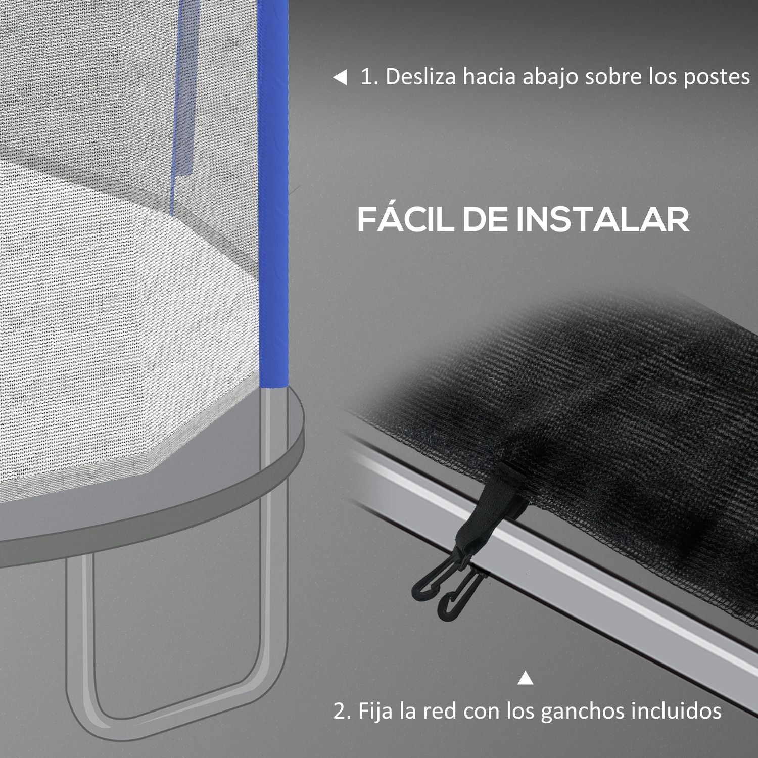 Red De Seguridad Para Cama Elástica Sportnow Pe, Ø244x180 Cm, Azul