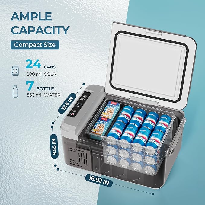 Nevera Eléctrica EUHOMY con Control vía Aplicación – Refrigerador y Congelador Portátil para Coche