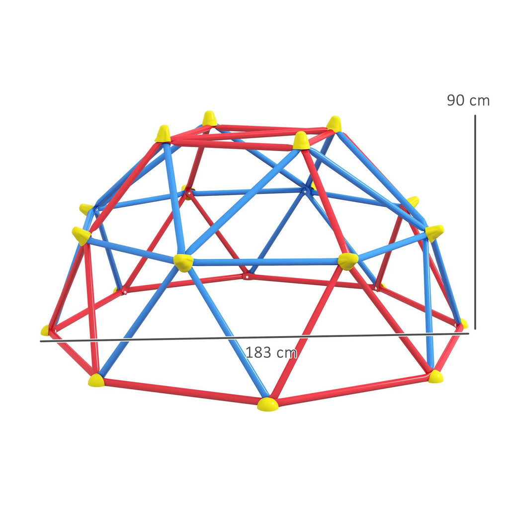 Cúpula De Escalada De Metal Pp Ø183x90 Cm-outsunny. Rojo Y Azul