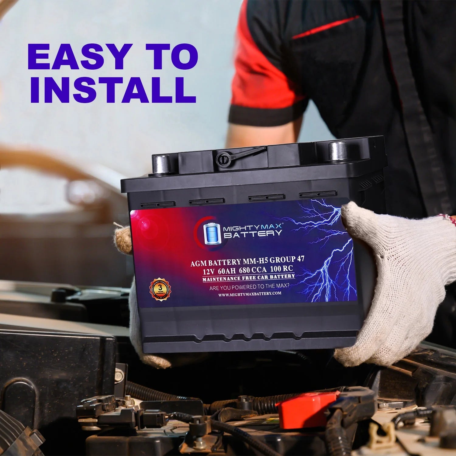 Batería de coche recargable MM-H5 Start-Stop, tamaño BCI grupo 47, 12 V 60 AH, 100 RC, 680 CCA, tecnología AGM.