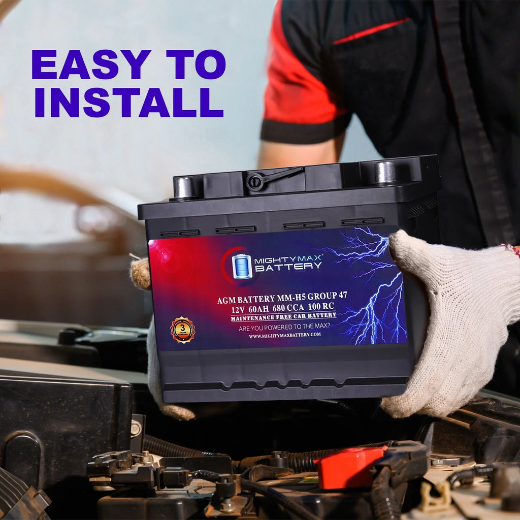 Batería de reemplazo MM-H5 Grupo 47 12V 60AH 100RC 680CCA compatible con baterías de automóviles.
