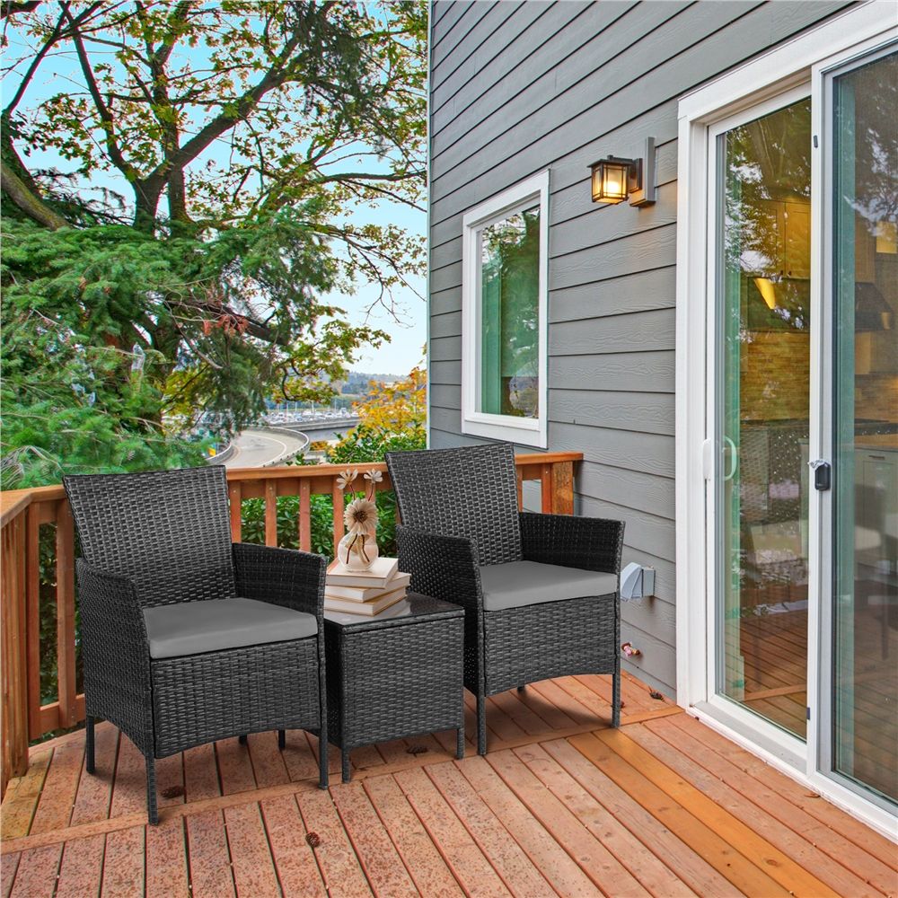 Conjunto De Mesa Y Sillas Exterior Para Balcón Jardin Negro