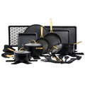 Juego de utensilios de cocina antiadherentes Thyme & Table de 32 piezas, color negro