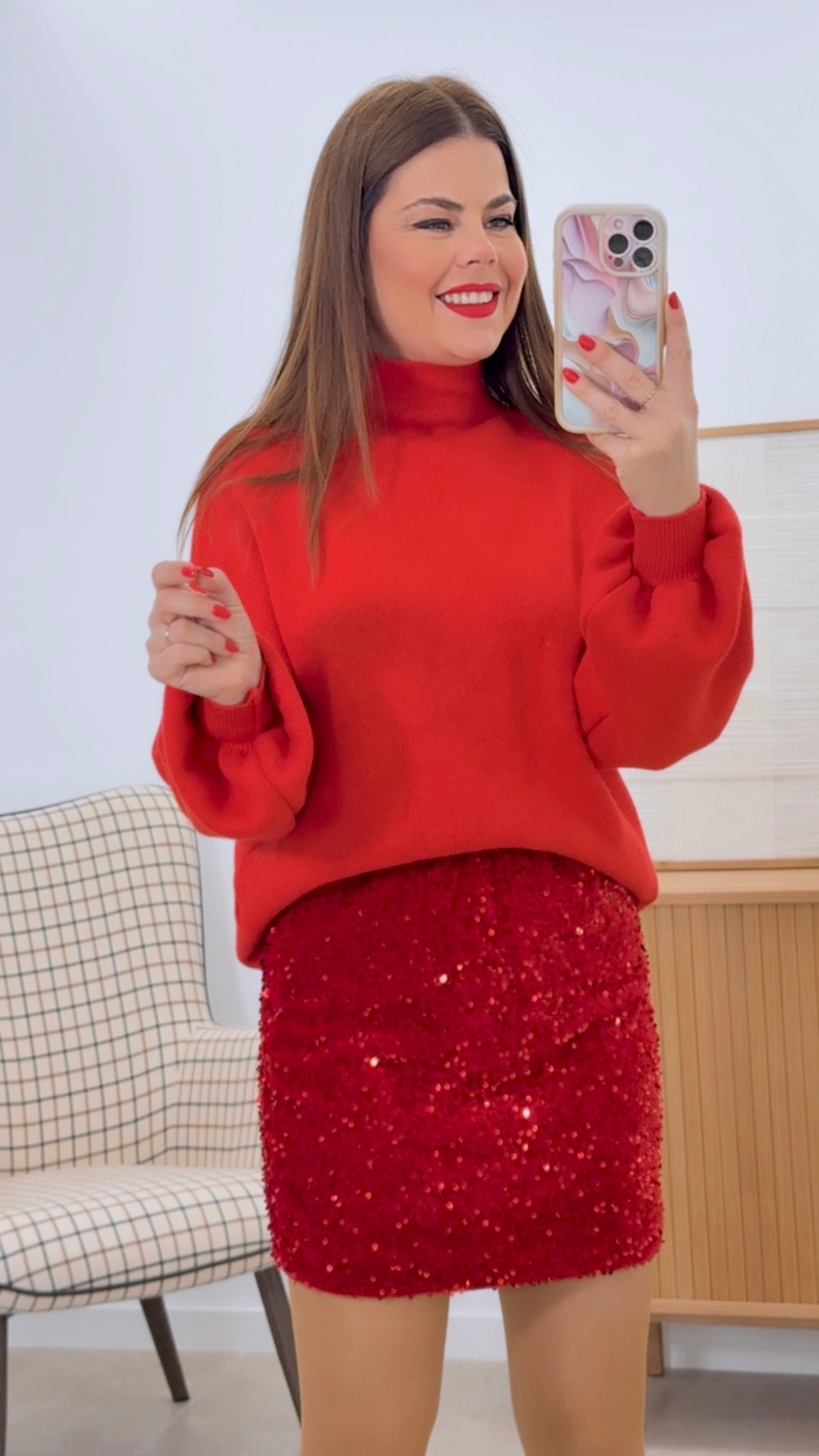 FALDA CORTA LENTEJUELAS NAVIDAD
