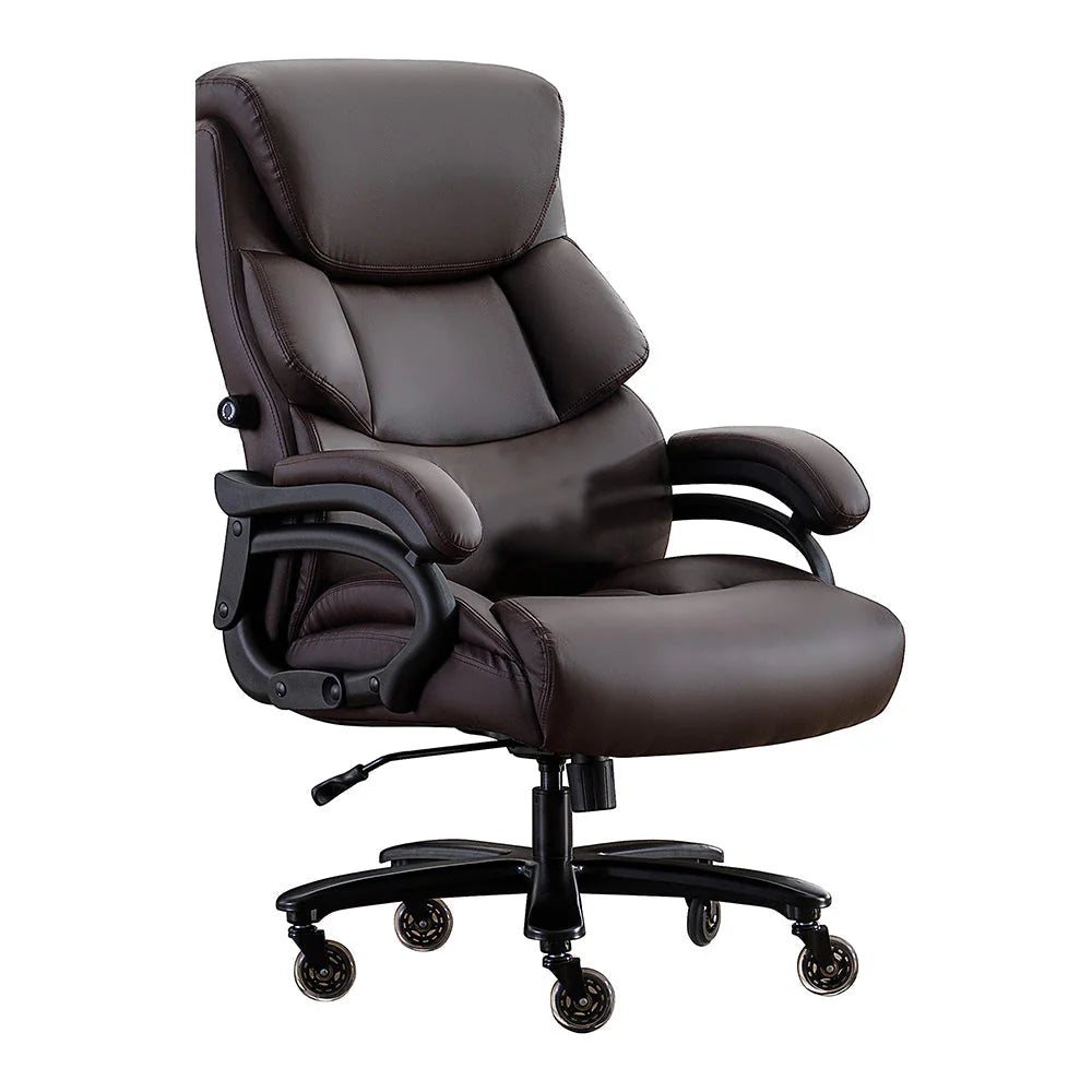 2025 Silla de Oficina Ejecutiva Ergonómica de Cuero Marrón para Personas Grandes y de Complexión Robusta