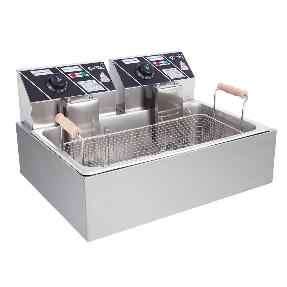 Freidora Winado para uso comercial y doméstico en acero inoxidable con capacidad de 23,26 qt/22 l