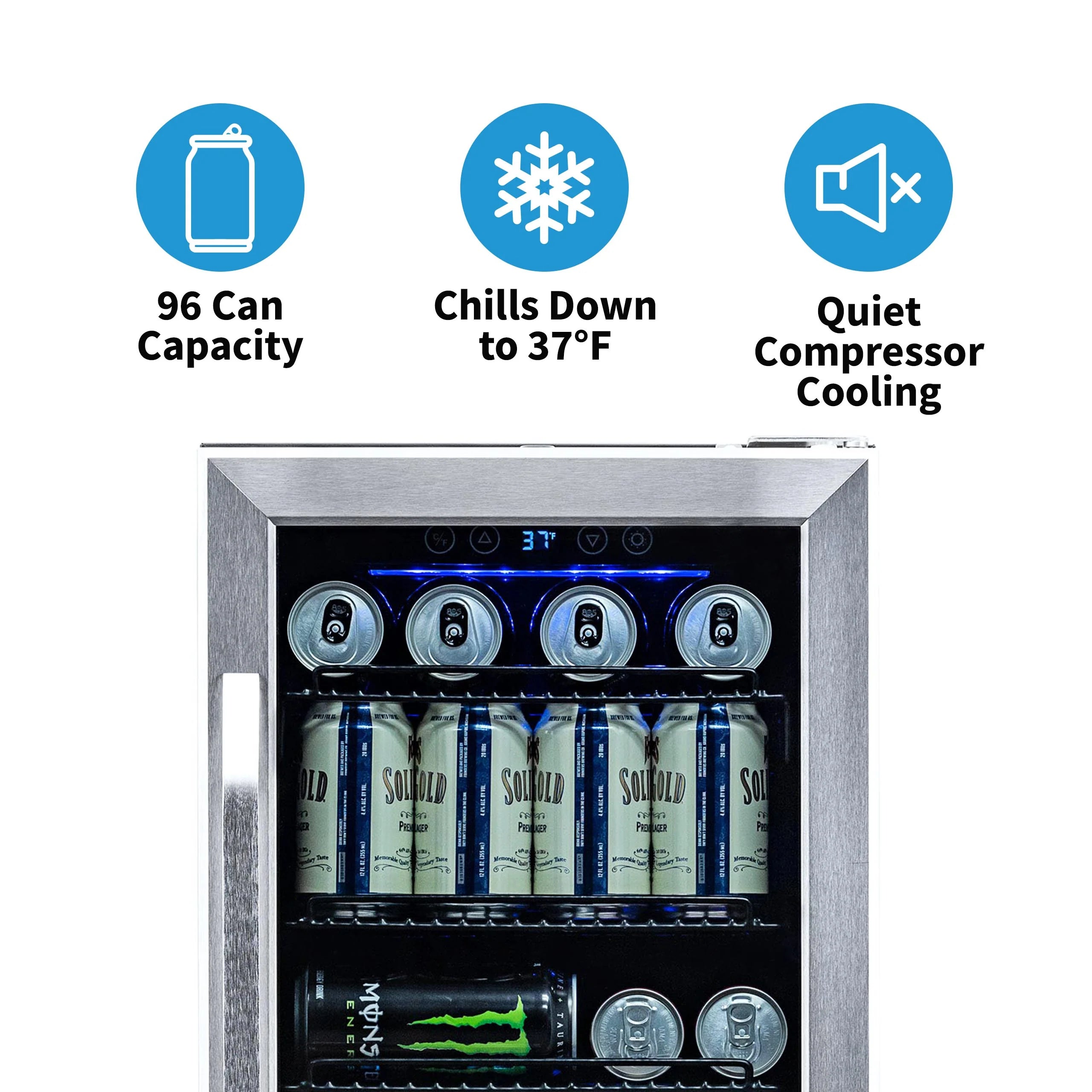 2025 Newair® Refrigerador de Bebidas Empotrable de Acero Inoxidable - 96 Latas - 15”