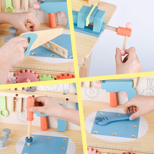 2025 Banco de Trabajo para Niños con Juego de Herramientas, Construcción en Madera