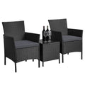 Conjunto De Mesa Y Sillas Exterior Para Balcón Jardin Negro