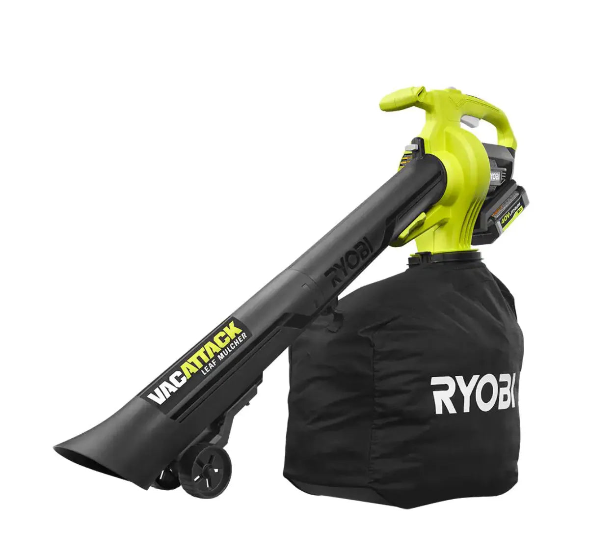 2025 RYOBI RY40451-2B 40V Vac Attack Aspiradora de Hojas Inalámbrica/Mulchadora con (2) Baterías de 5.0 Ah y (1) Cargador
