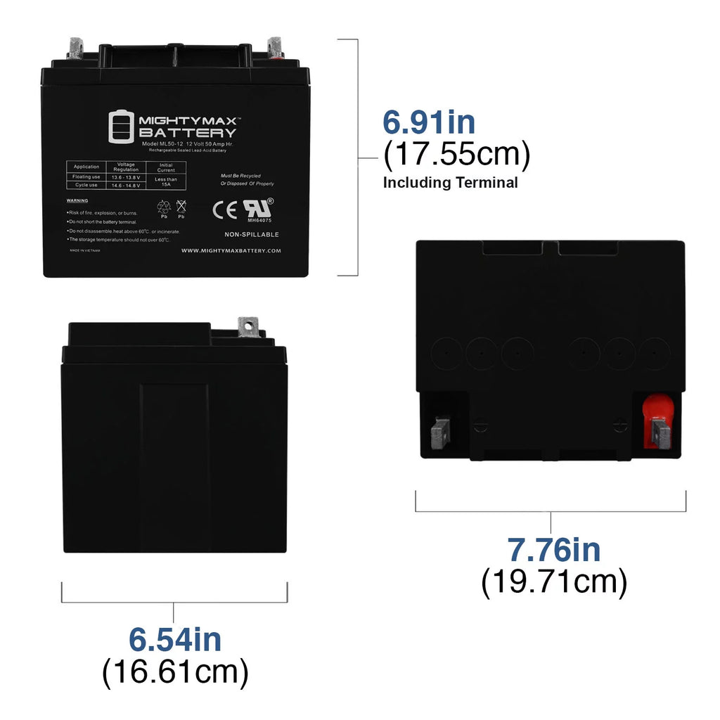 2025 Batería de repuesto de 12 V y 50 Ah para Heartway Mystere PF5 y Forsa H10