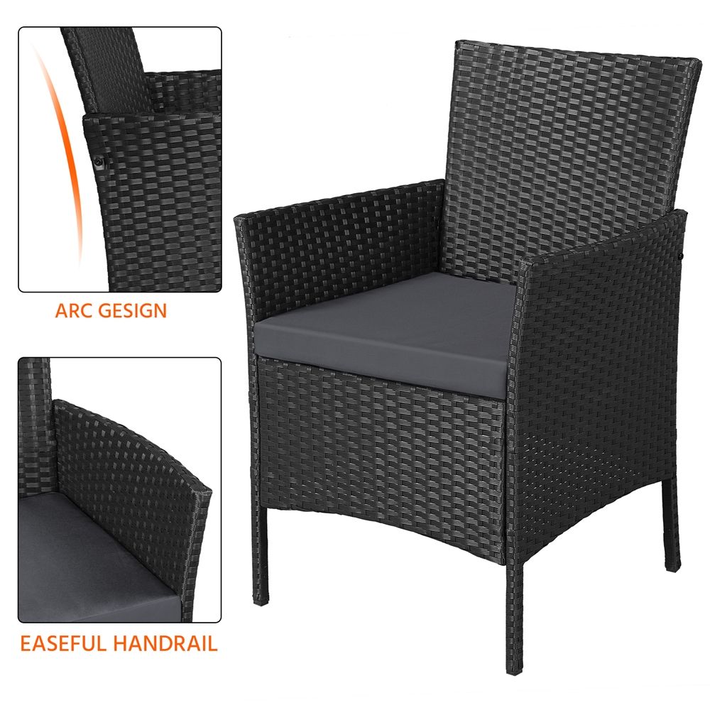 Conjunto De Mesa Y Sillas Exterior Para Balcón Jardin Negro